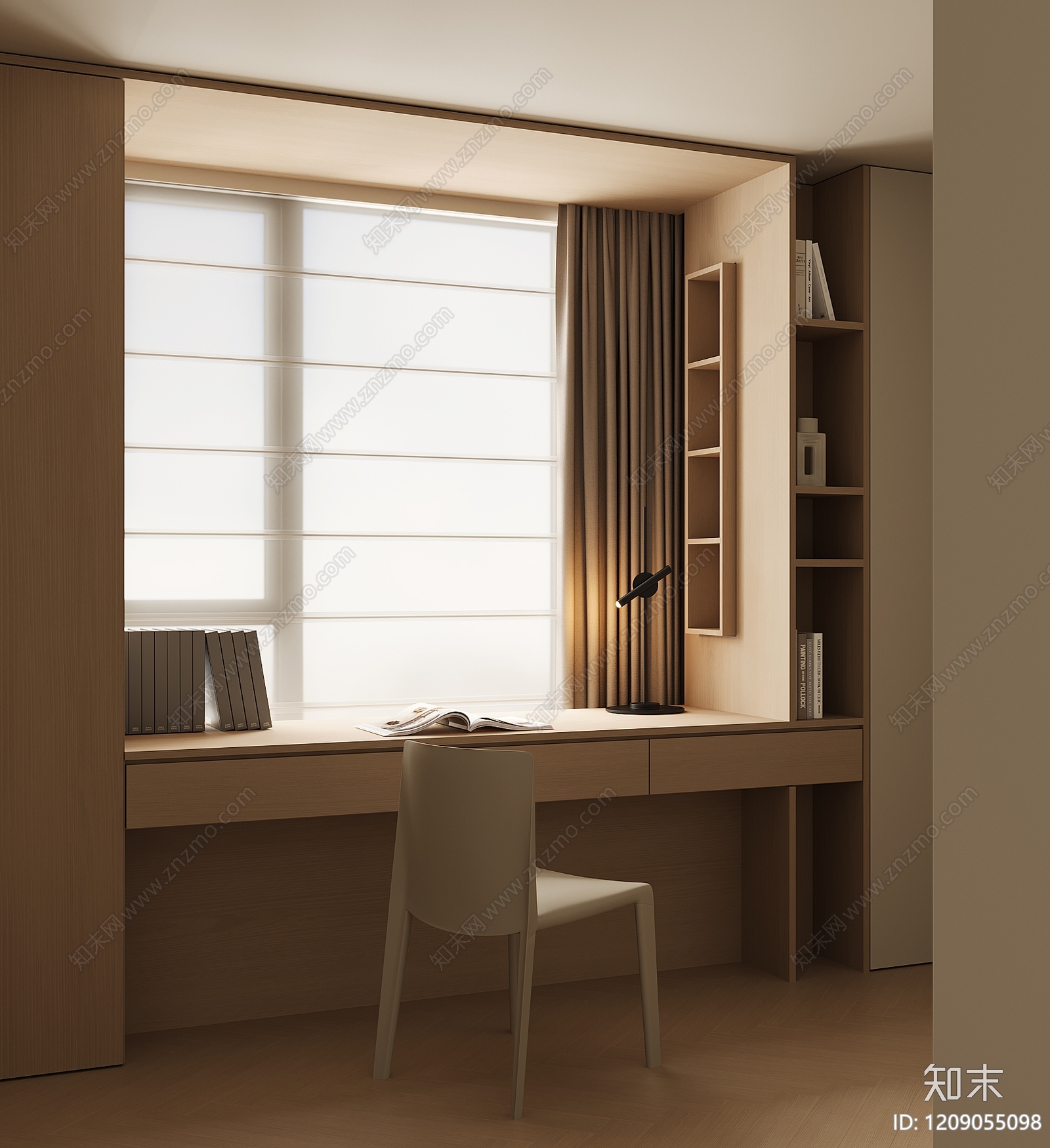 原木风书桌3D模型下载【ID:1209055098】