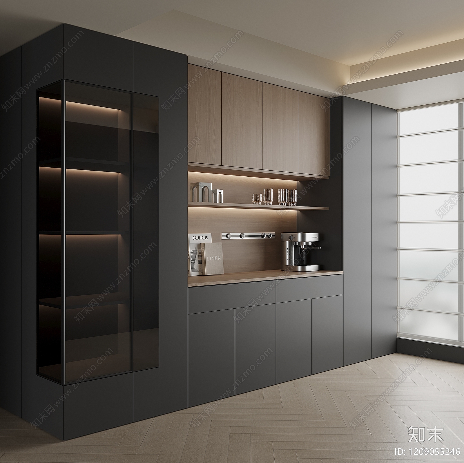 极简酒柜3D模型下载【ID:1209055246】