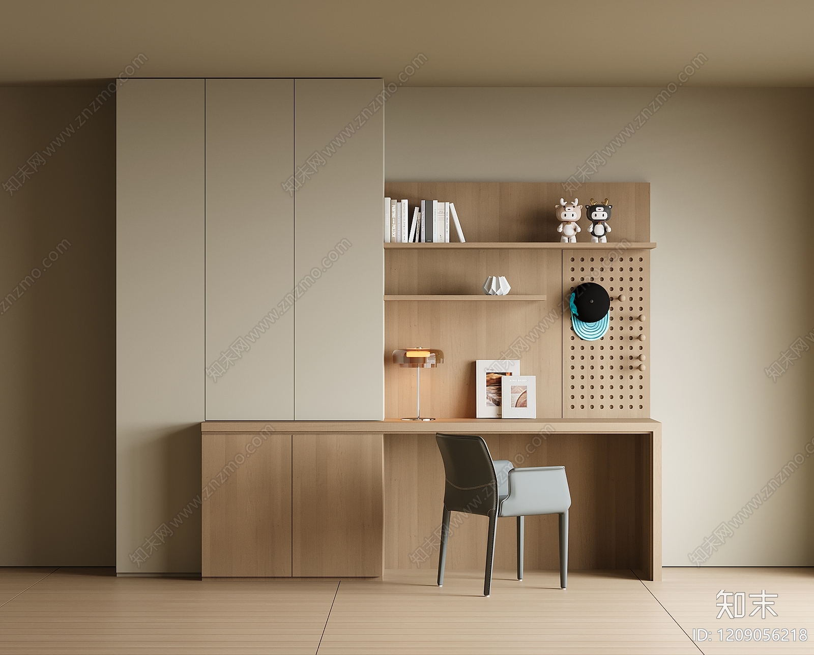 原木风书桌3D模型下载【ID:1209056218】