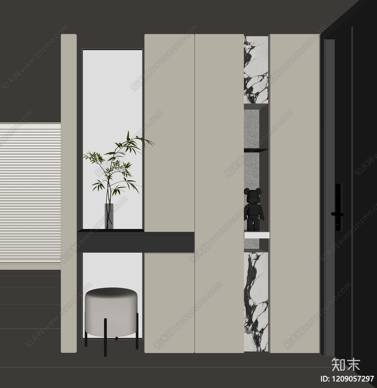 现代玄关柜SU模型下载【ID:1209057297】