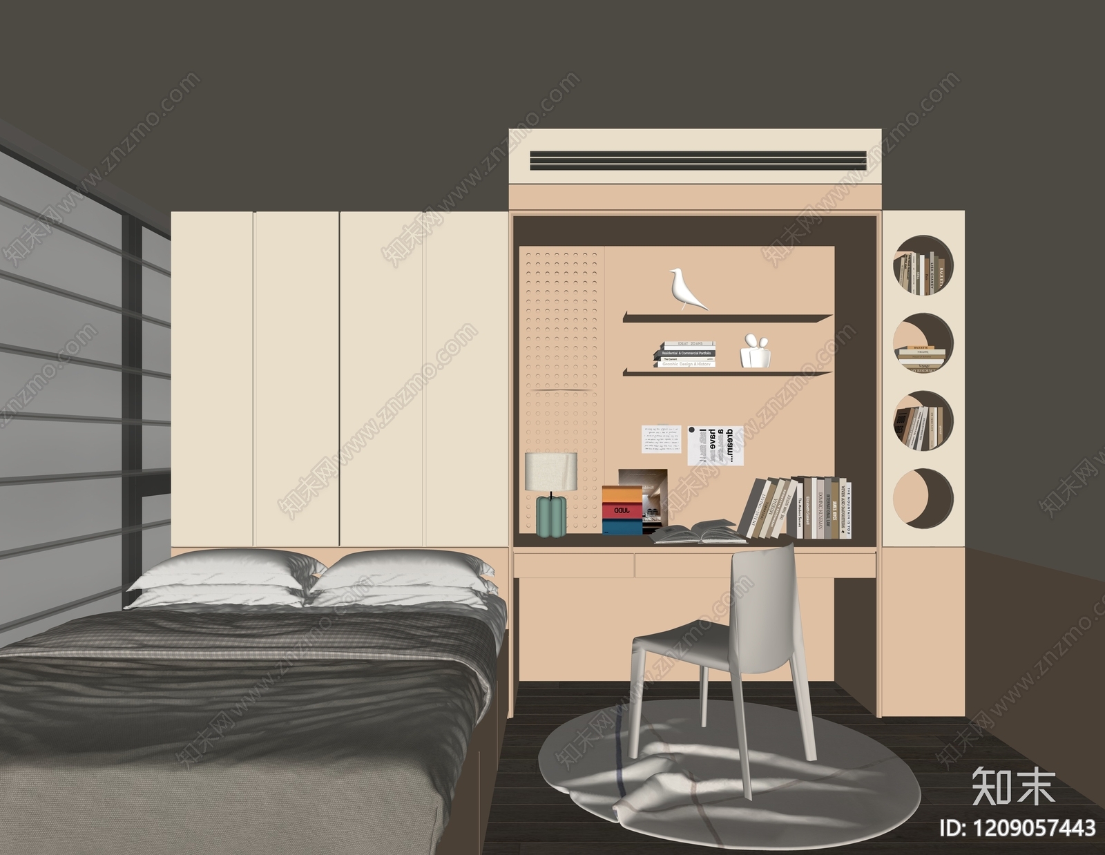 现代榻榻米卧室SU模型下载【ID:1209057443】