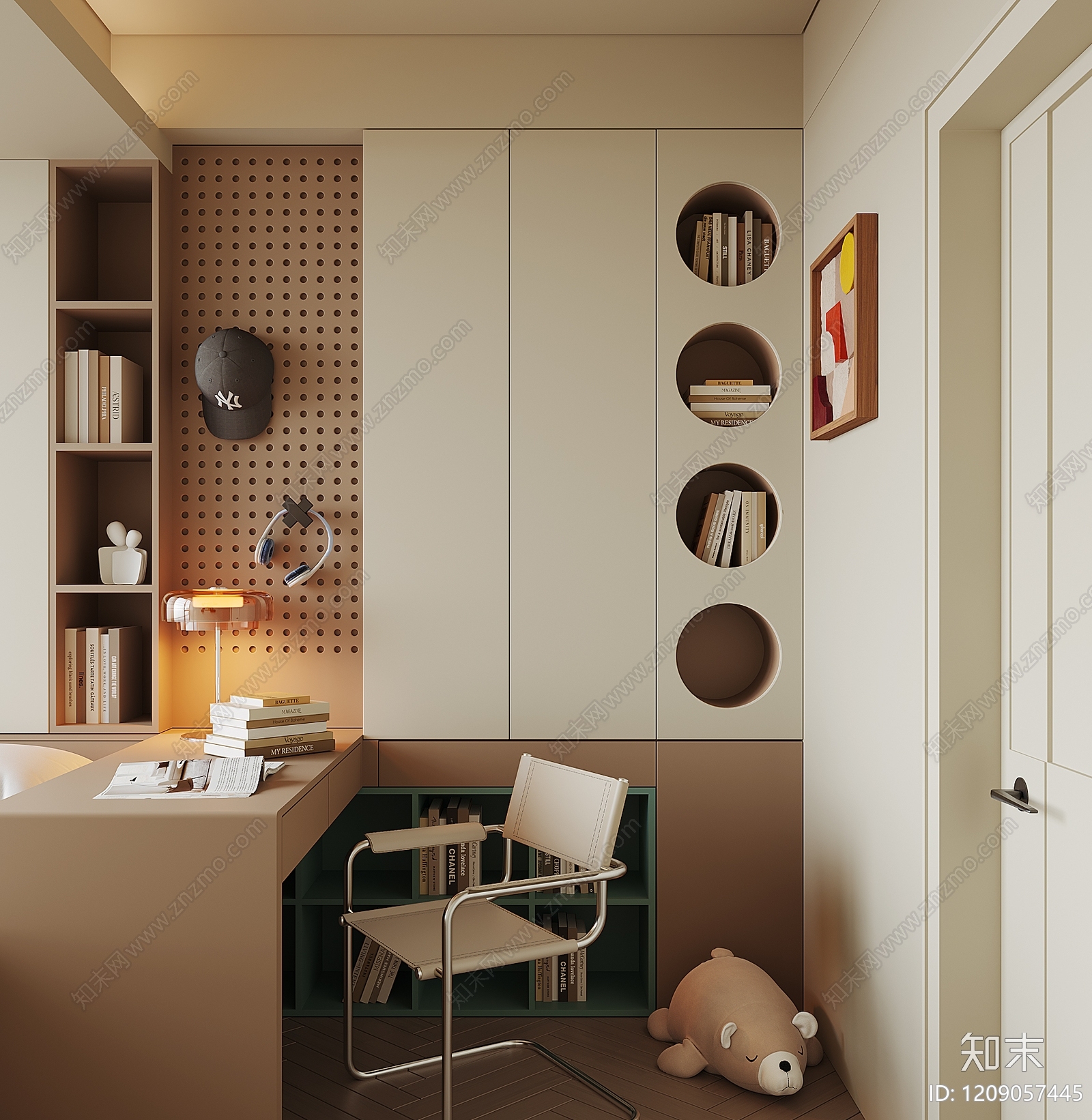 奶油风榻榻米卧室3D模型下载【ID:1209057445】