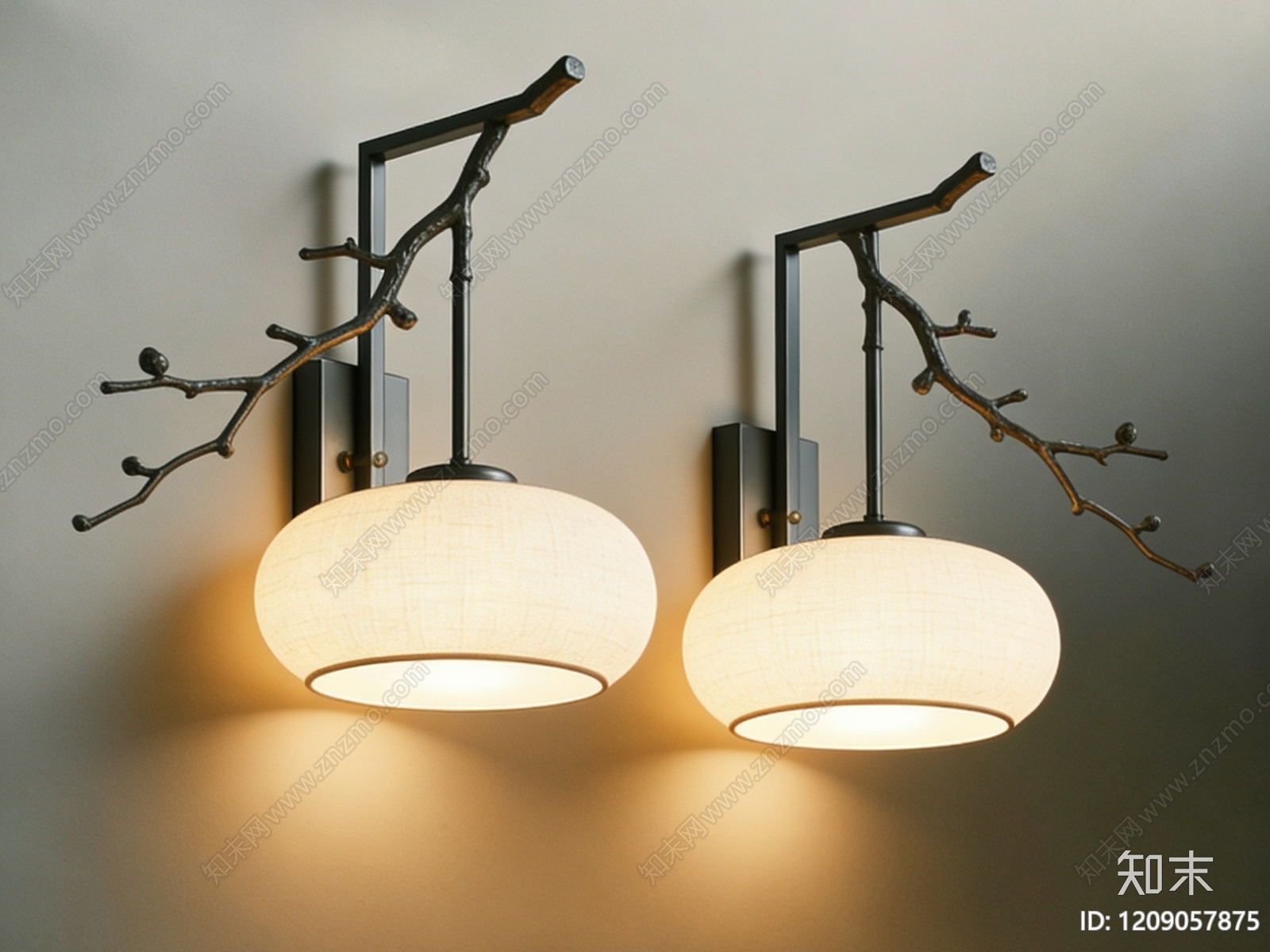 新中式中式壁灯SU模型下载【ID:1209057875】