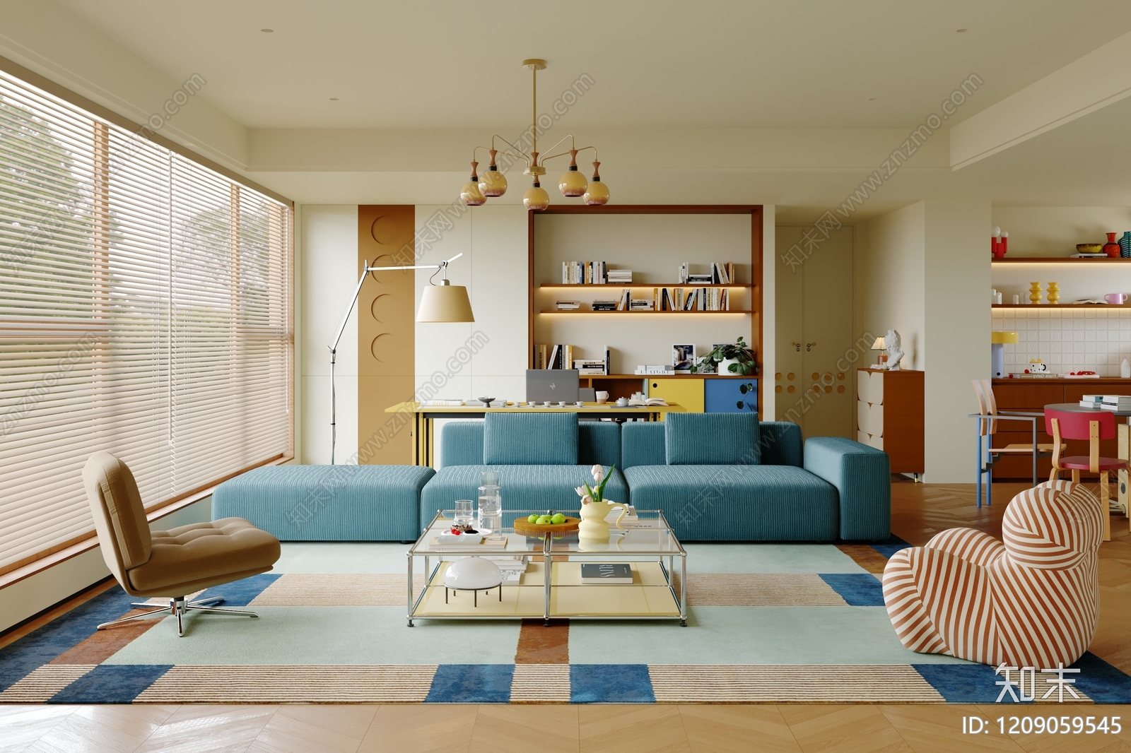 现代简约大平层客餐厅3D模型下载【ID:1209059545】