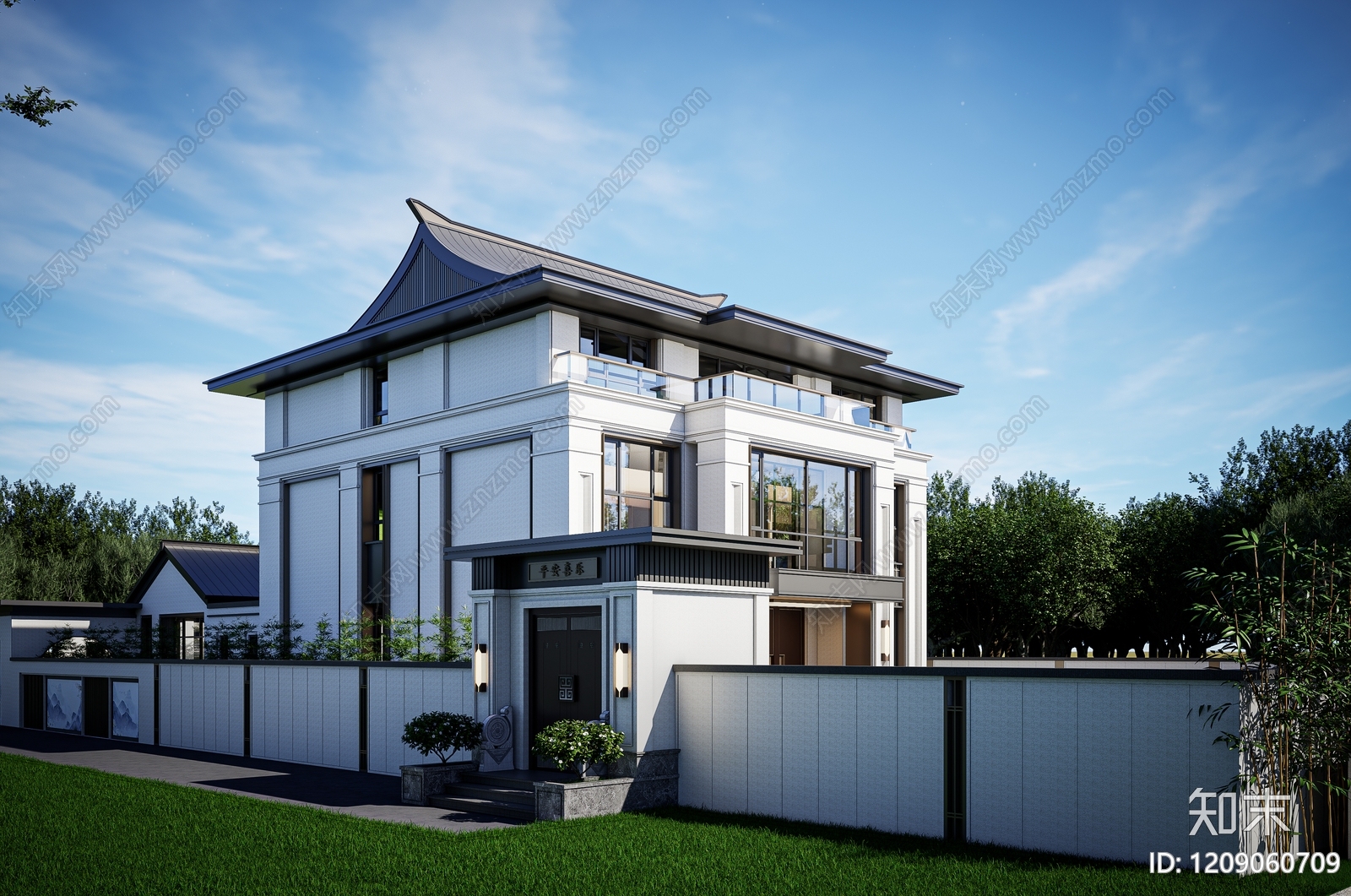 新中式中式乡村民房SU模型下载【ID:1209060709】