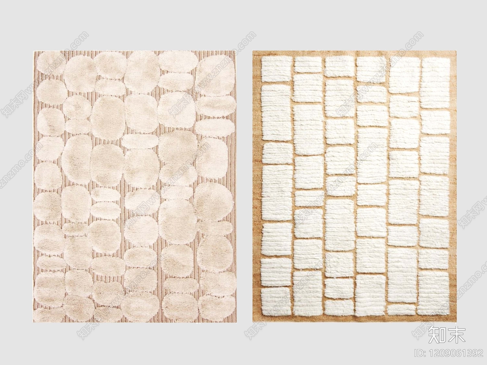 奶油风毛绒地毯3D模型下载【ID:1209061392】