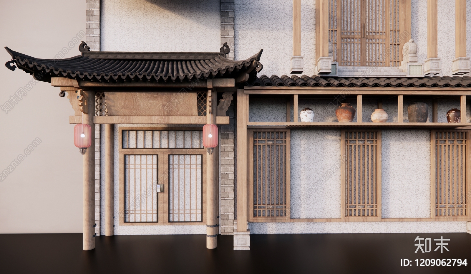 中式中古古建筑SU模型下载【ID:1209062794】