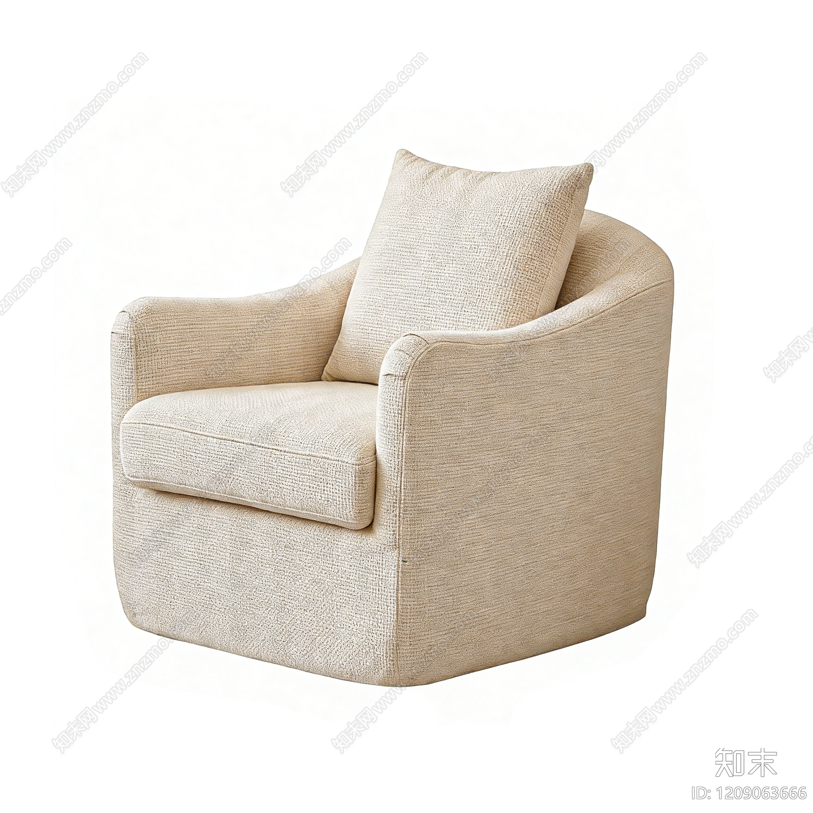 奶油风单人沙发3D模型下载【ID:1209063666】