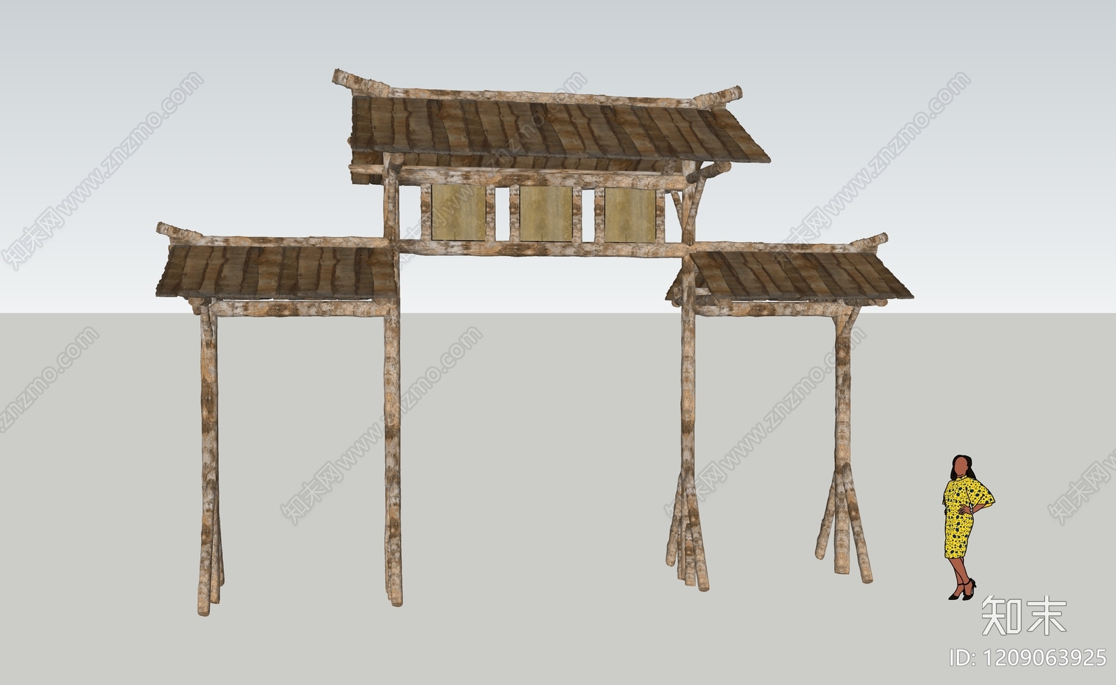 中式古建筑SU模型下载【ID:1209063925】