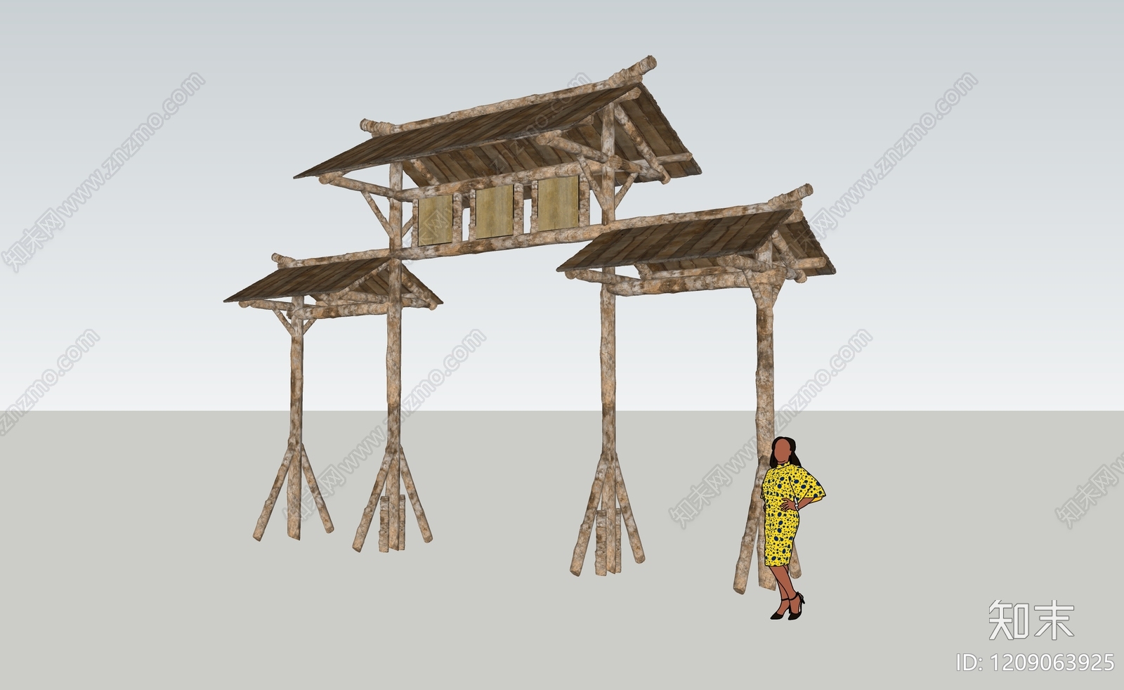 中式古建筑SU模型下载【ID:1209063925】