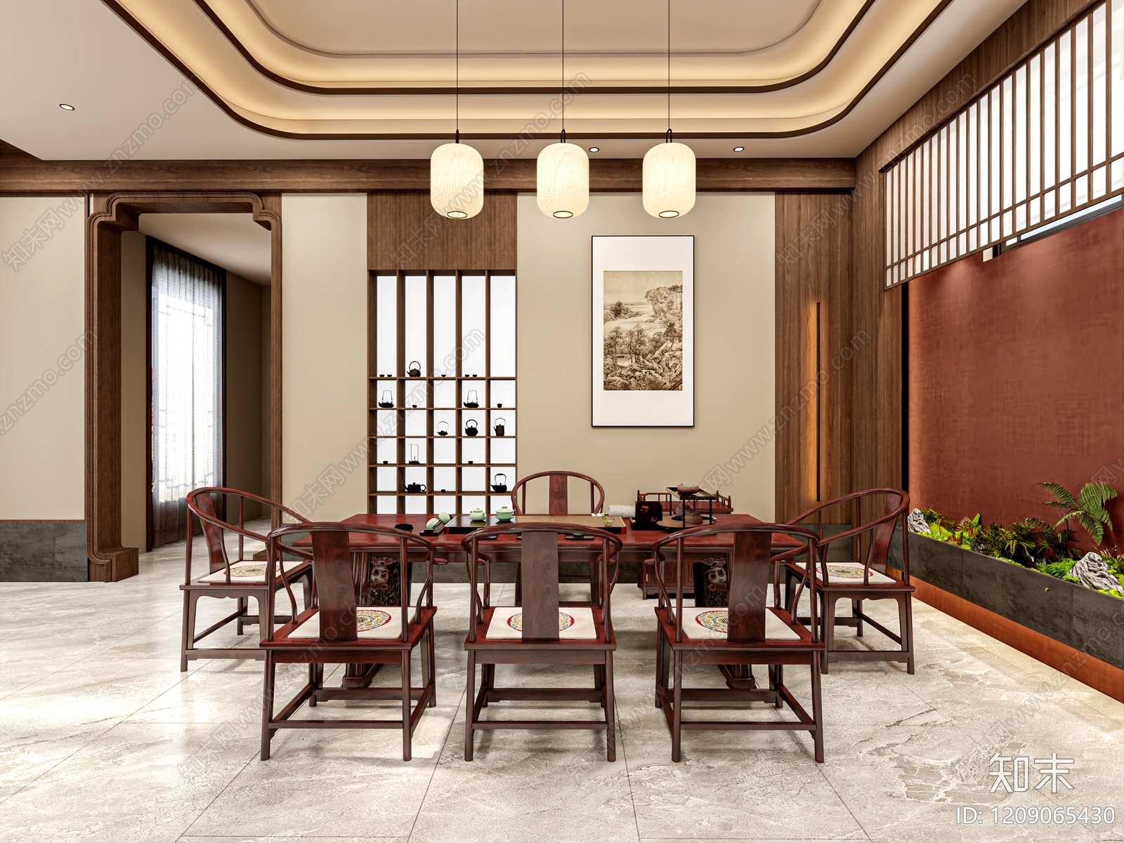 新中式客餐厅3D模型下载【ID:1209065430】