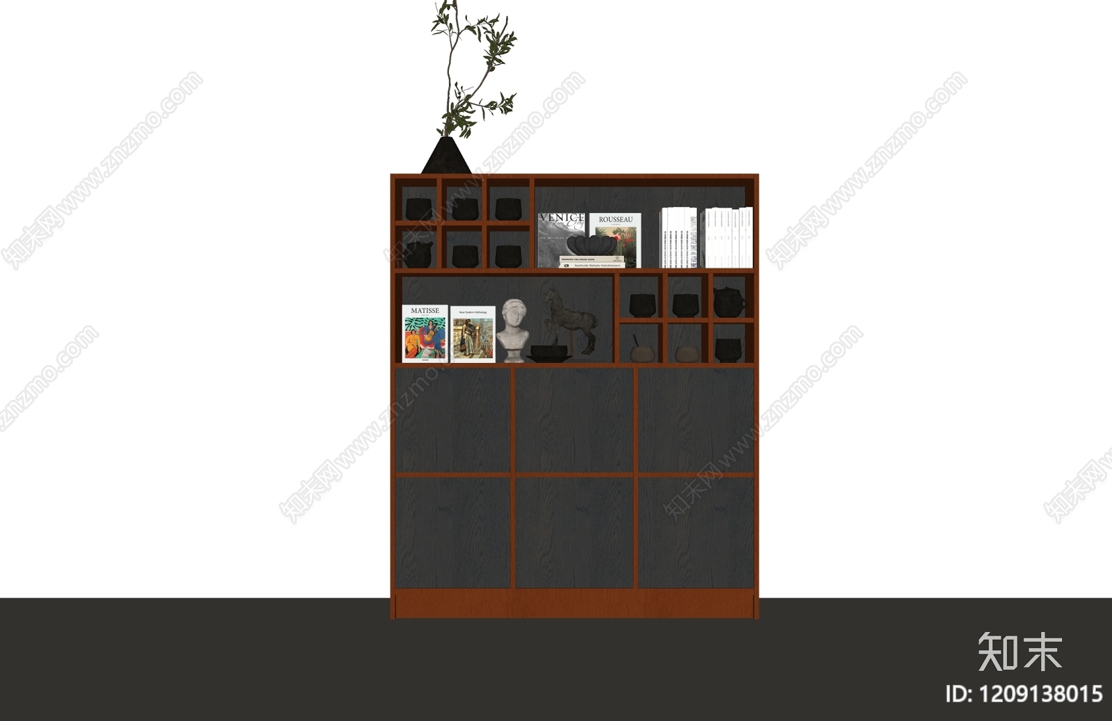 现代复古书柜SU模型下载【ID:1209138015】