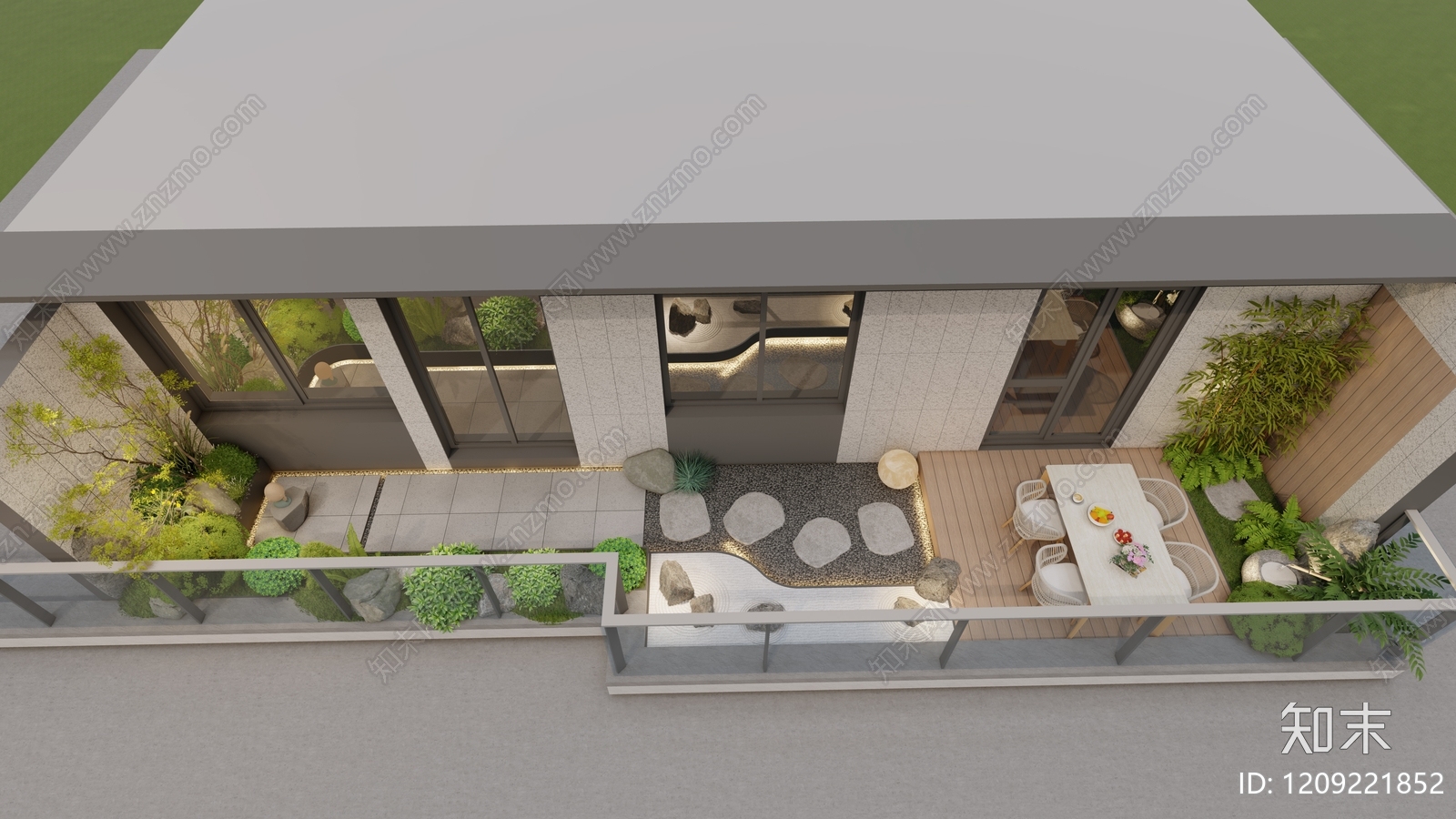 新中式中式屋顶花园SU模型下载【ID:1209221852】