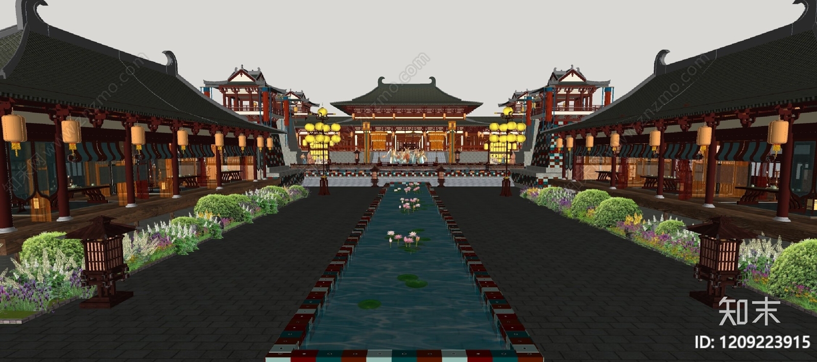 中式古建筑SU模型下载【ID:1209223915】