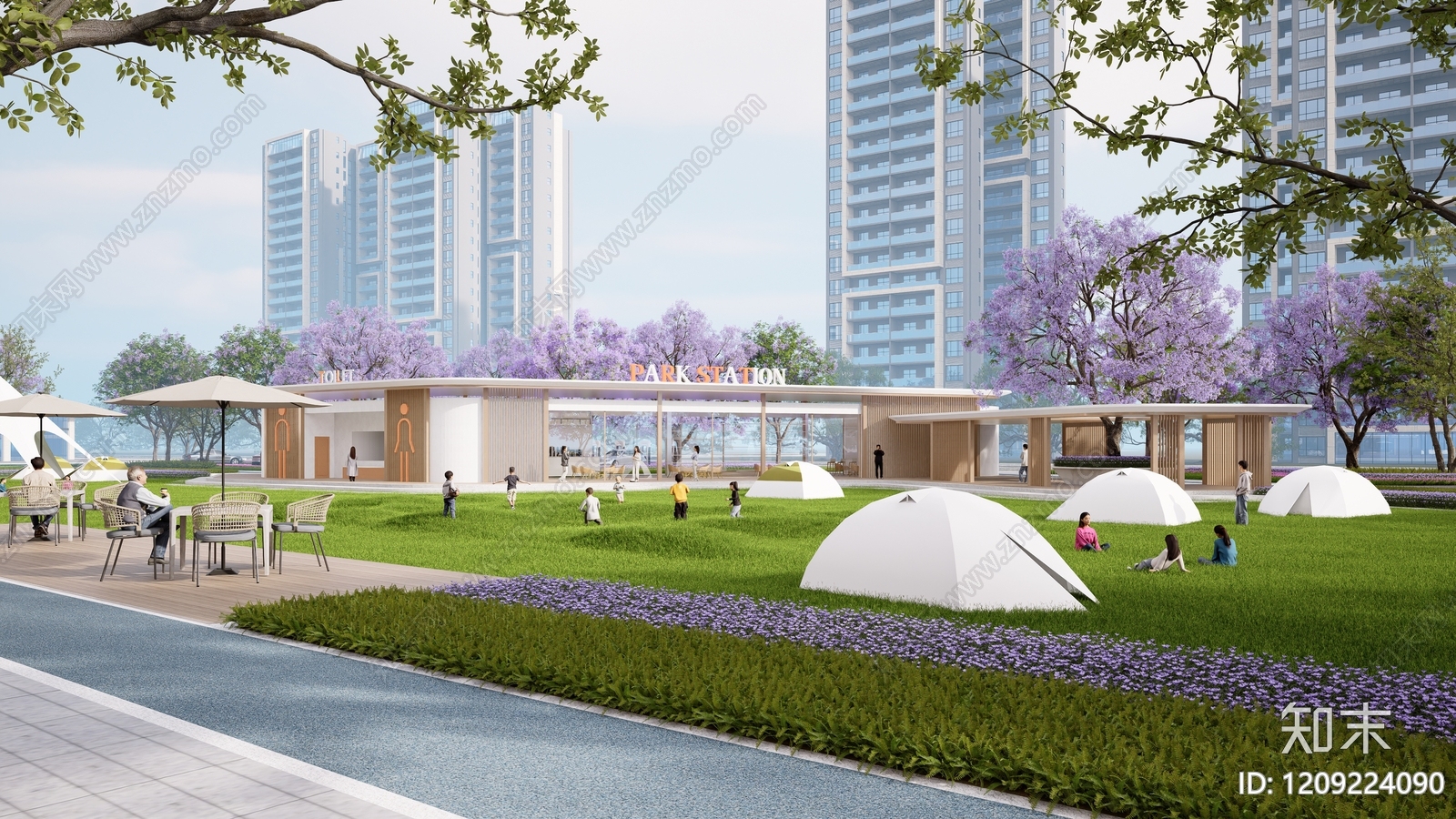 现代景观公园SU模型下载【ID:1209224090】