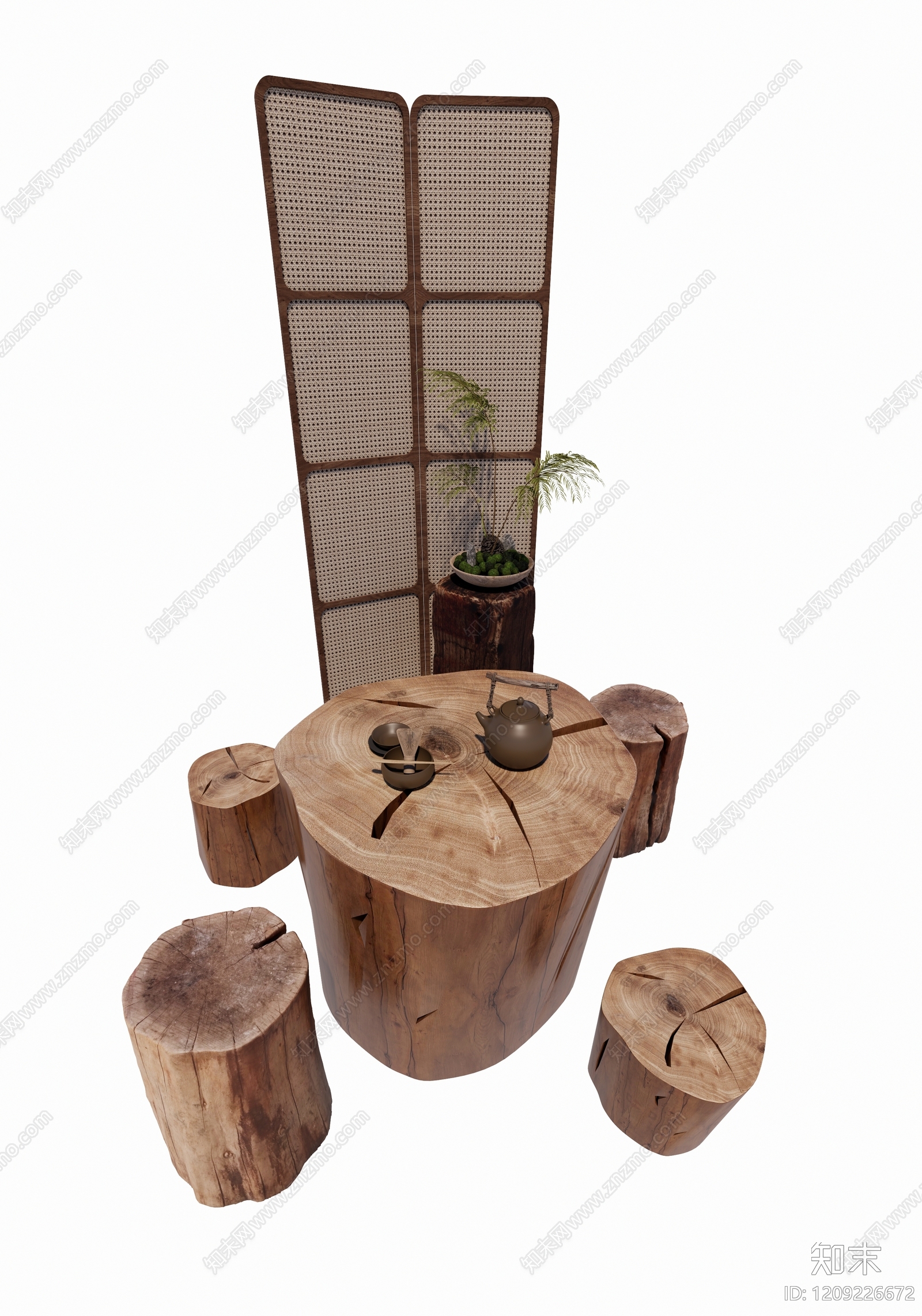 新中式中式餐桌SU模型下载【ID:1209226672】