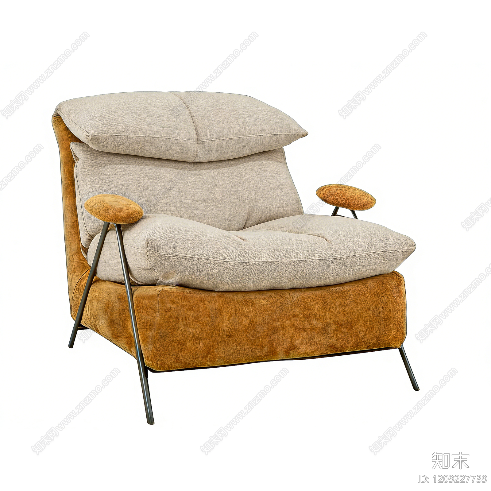 现代简约单人沙发3D模型下载【ID:1209227739】