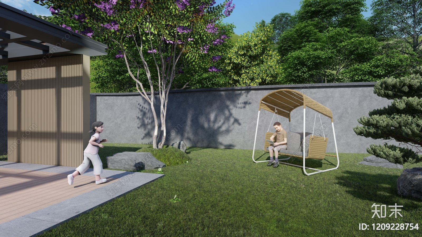 现代新中式吊椅SU模型下载【ID:1209228754】