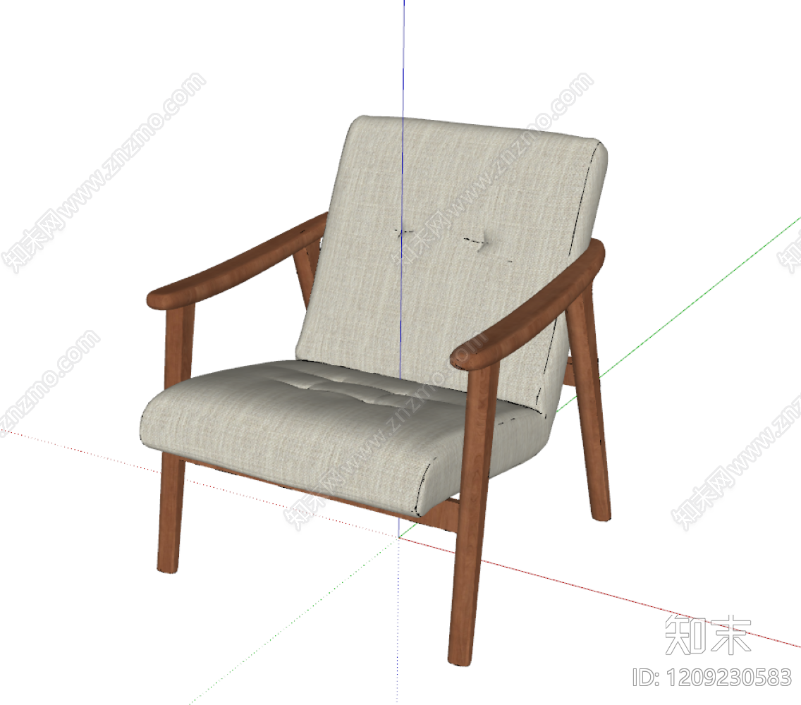 现代单人沙发SU模型下载【ID:1209230583】