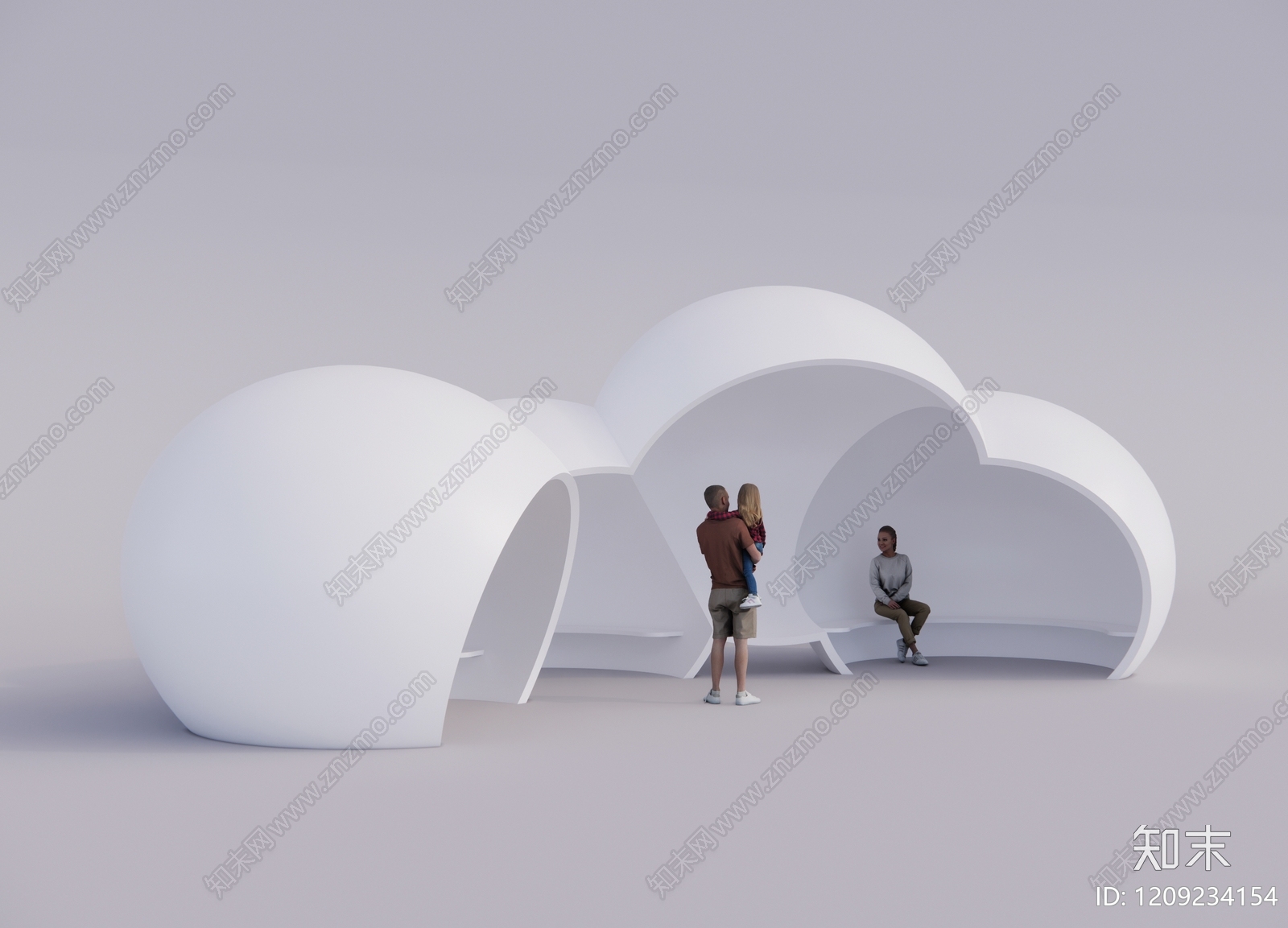 极简主义城市广场装置3D模型下载【ID:1209234154】