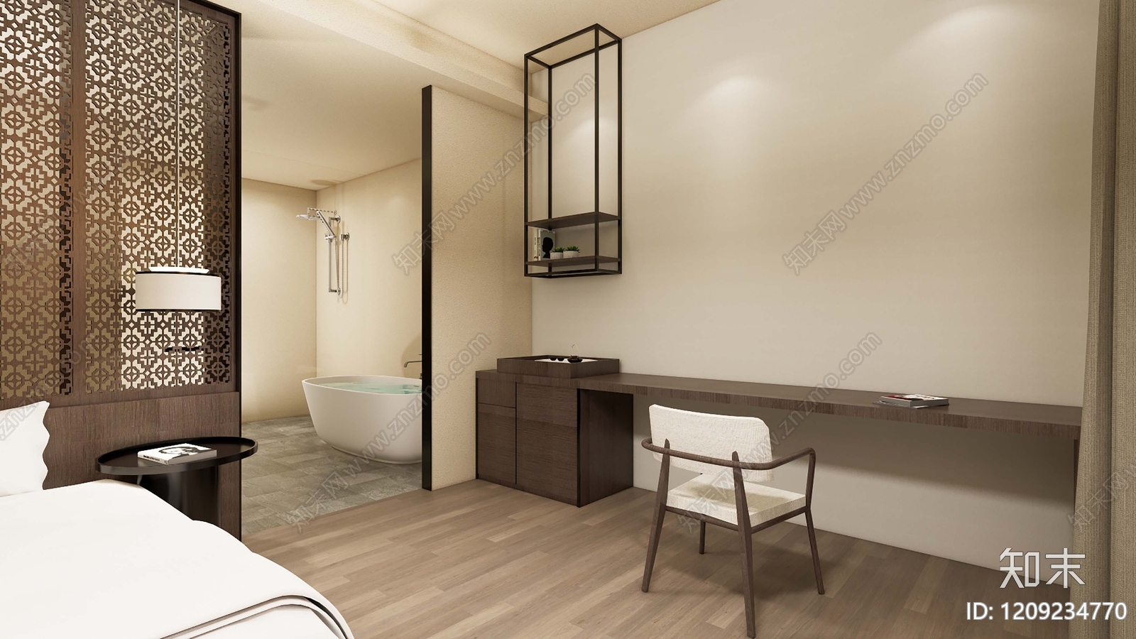 中式家居卧室SU模型下载【ID:1209234770】