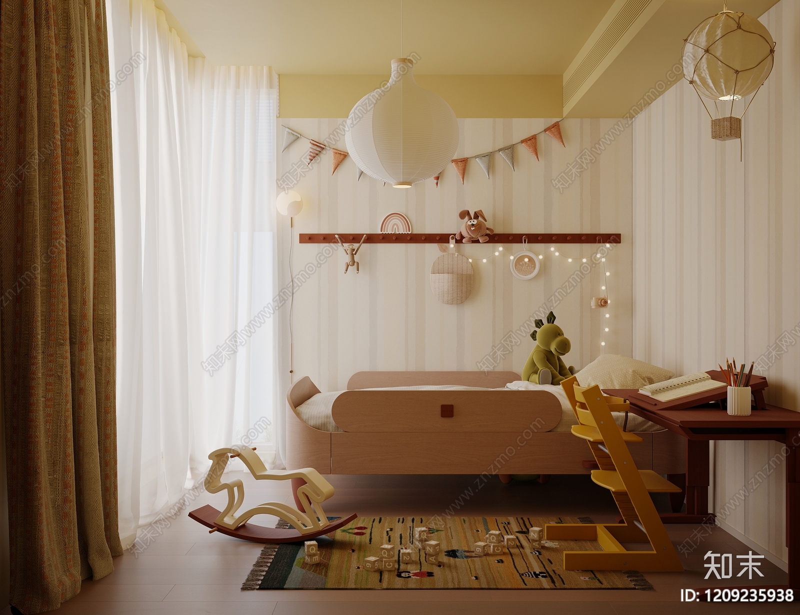 北欧风通用儿童房3D模型下载【ID:1209235938】