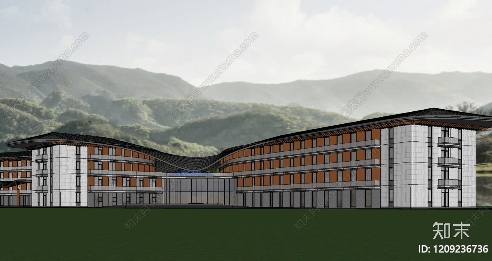 现代酒店建筑SU模型下载【ID:1209236736】