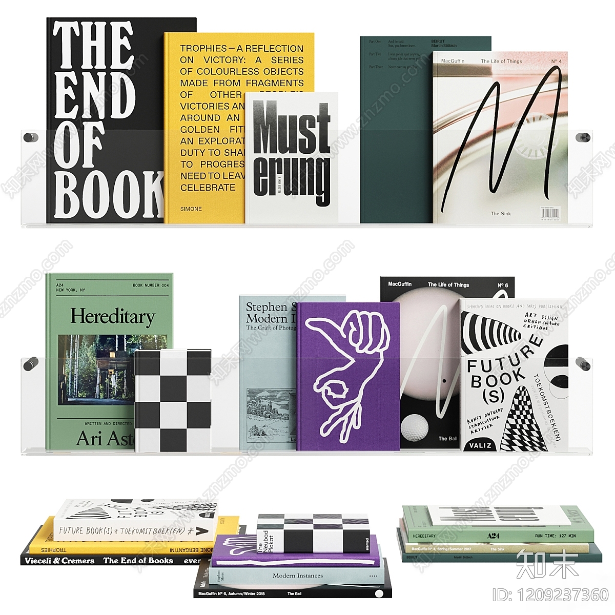 现代简约书籍3D模型下载【ID:1209237360】