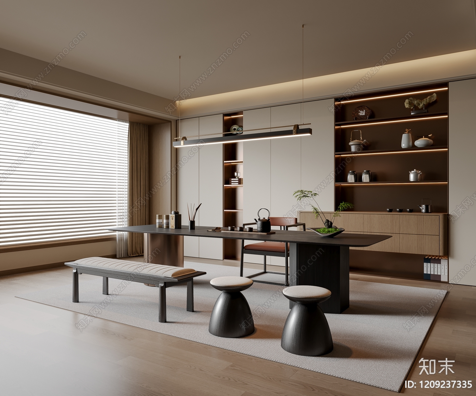 新中式中式茶室SU模型下载【ID:1209237335】