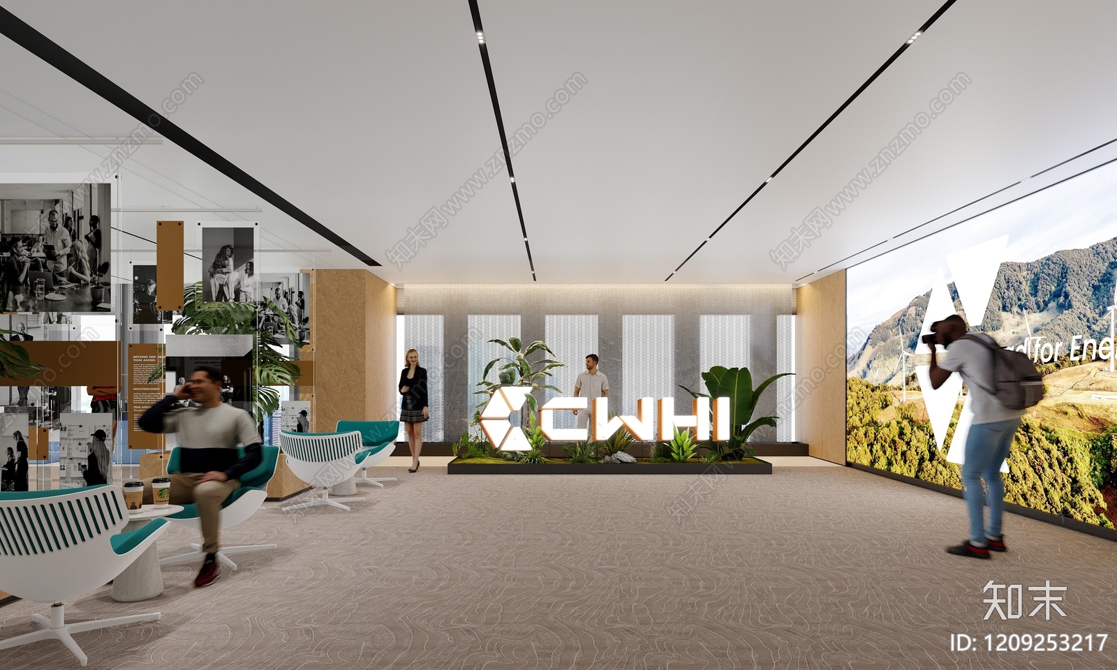 现代简约办公大厅3D模型下载【ID:1209253217】