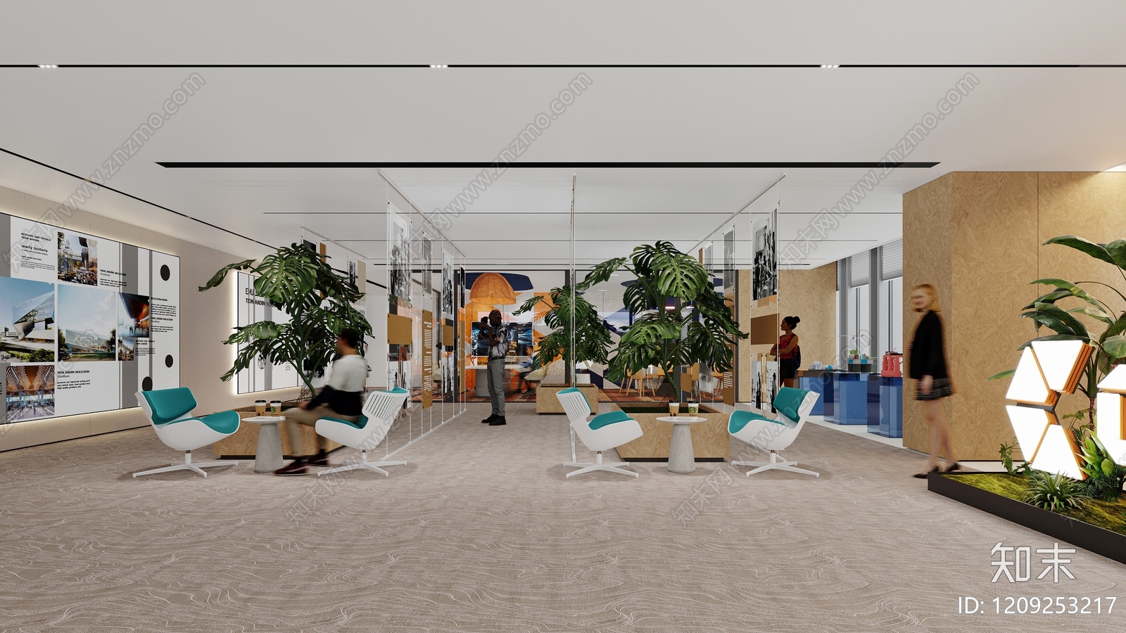 现代简约办公大厅3D模型下载【ID:1209253217】