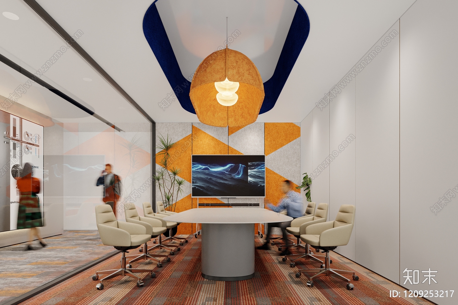 现代简约办公大厅3D模型下载【ID:1209253217】