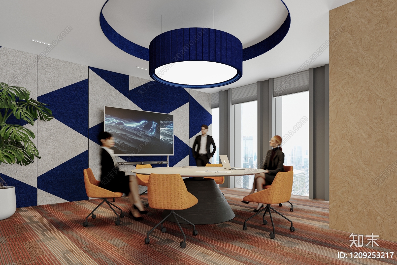 现代简约办公大厅3D模型下载【ID:1209253217】