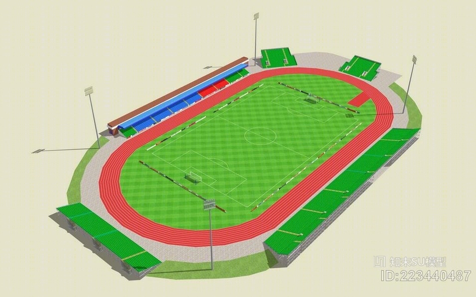 室外足球场SU模型下载【ID:223440487】