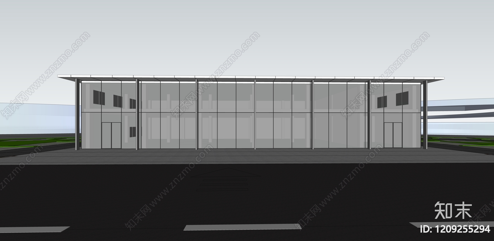现代售楼处建筑SU模型下载【ID:1209255294】