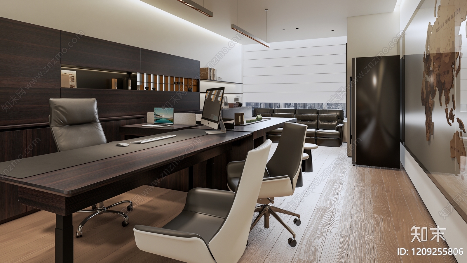 现代中式办公室SU模型下载【ID:1209255806】