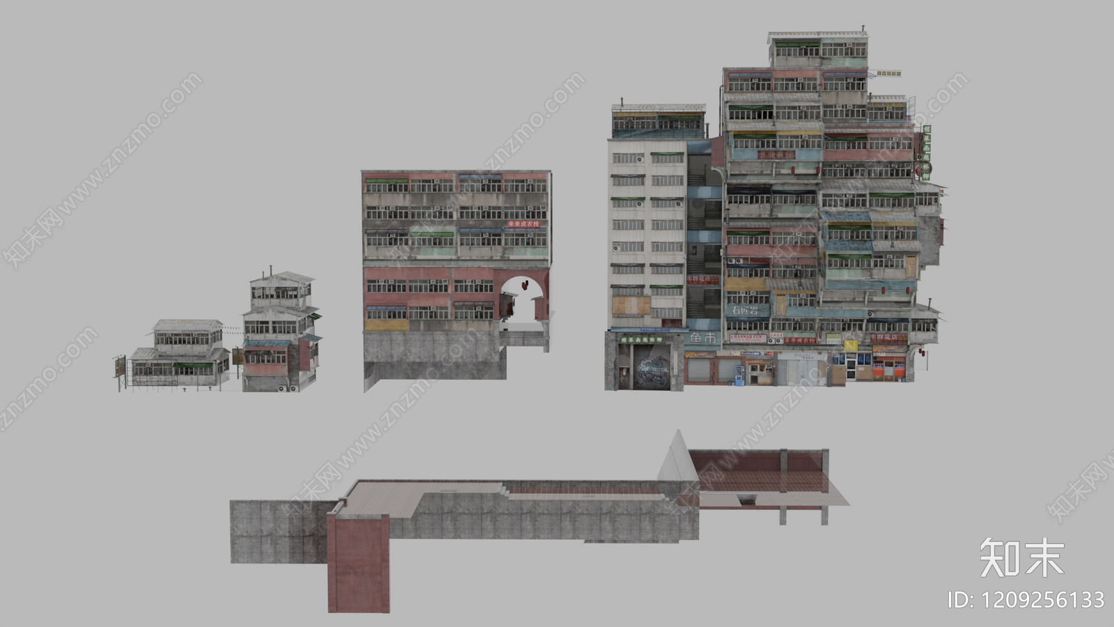 城中村建筑风格多层住宅楼3D模型下载【ID:1209256133】