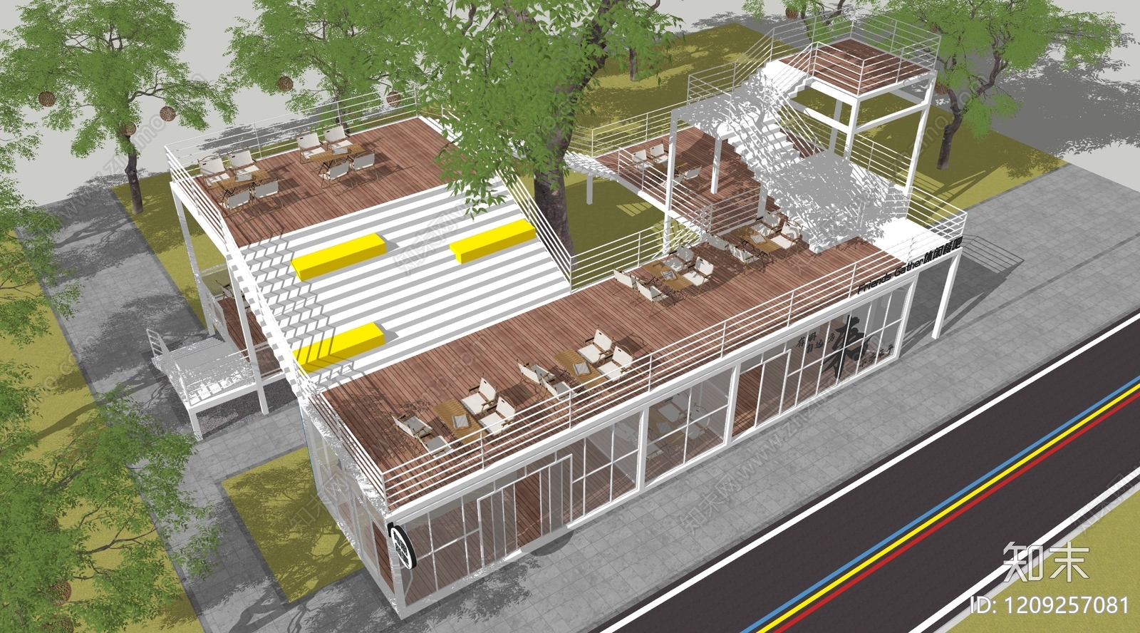 现代工业餐饮建筑SU模型下载【ID:1209257081】