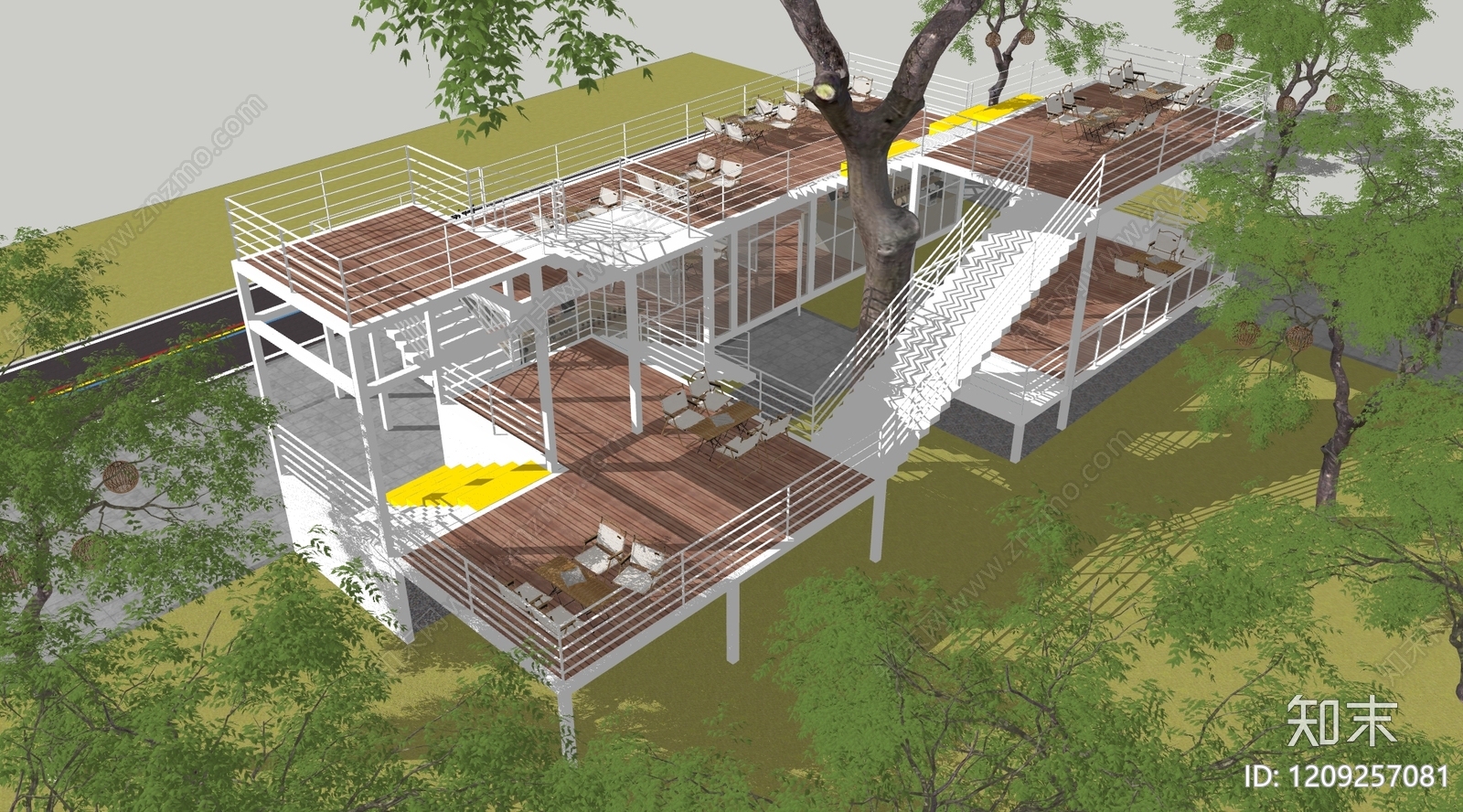 现代工业餐饮建筑SU模型下载【ID:1209257081】