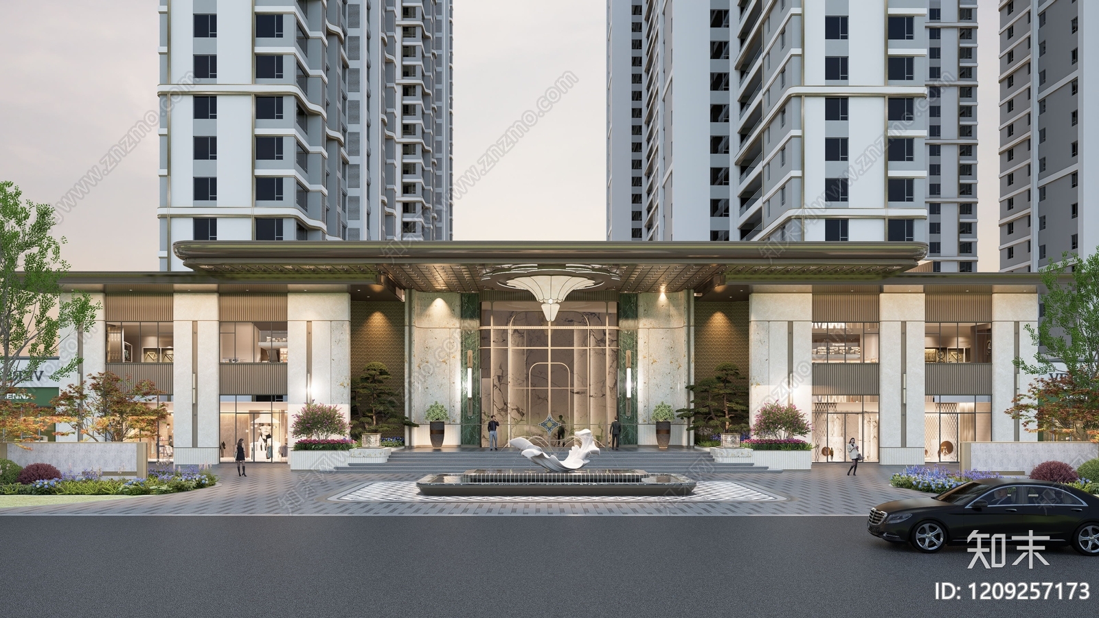 现代高层住宅SU模型下载【ID:1209257173】