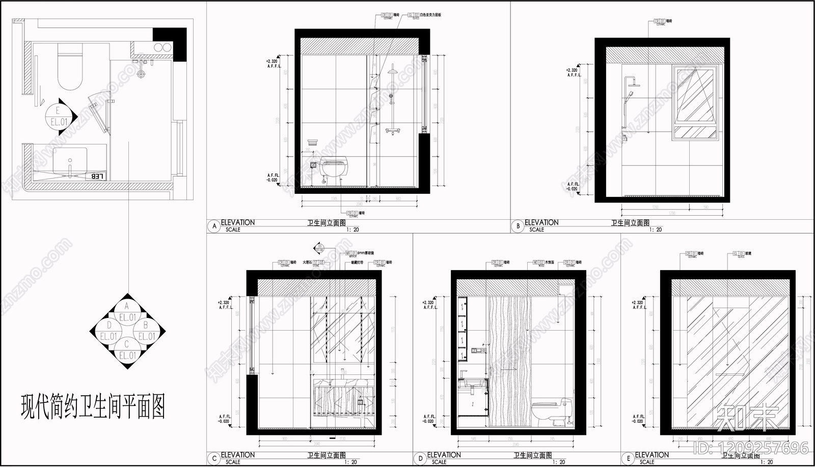 卫生间综合节点施工图下载【ID:1209257696】
