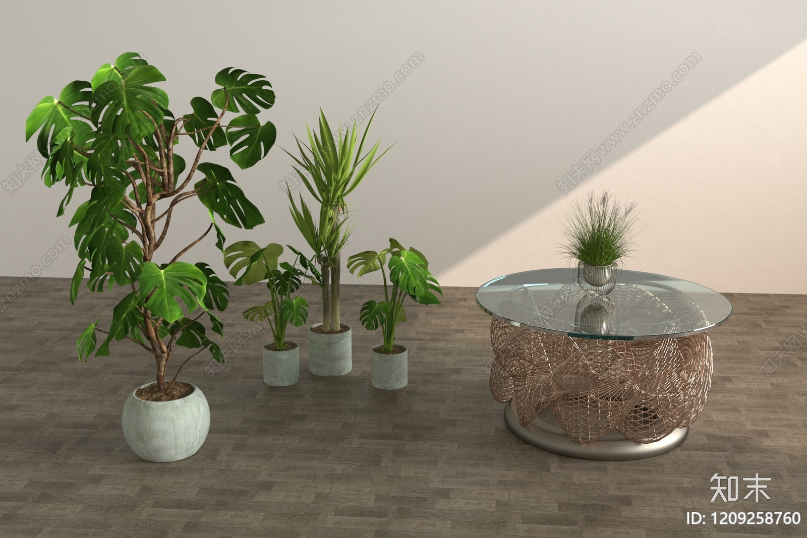 现代简约盆栽3D模型下载【ID:1209258760】