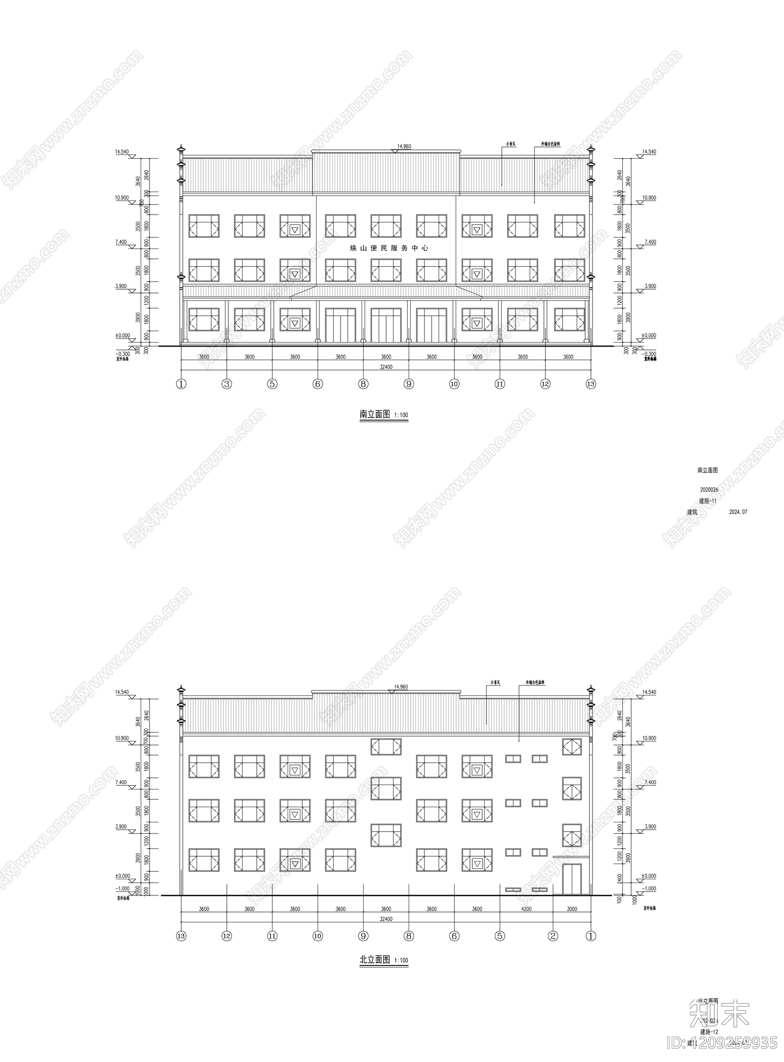 现代办公楼建筑cad施工图下载【ID:1209259935】