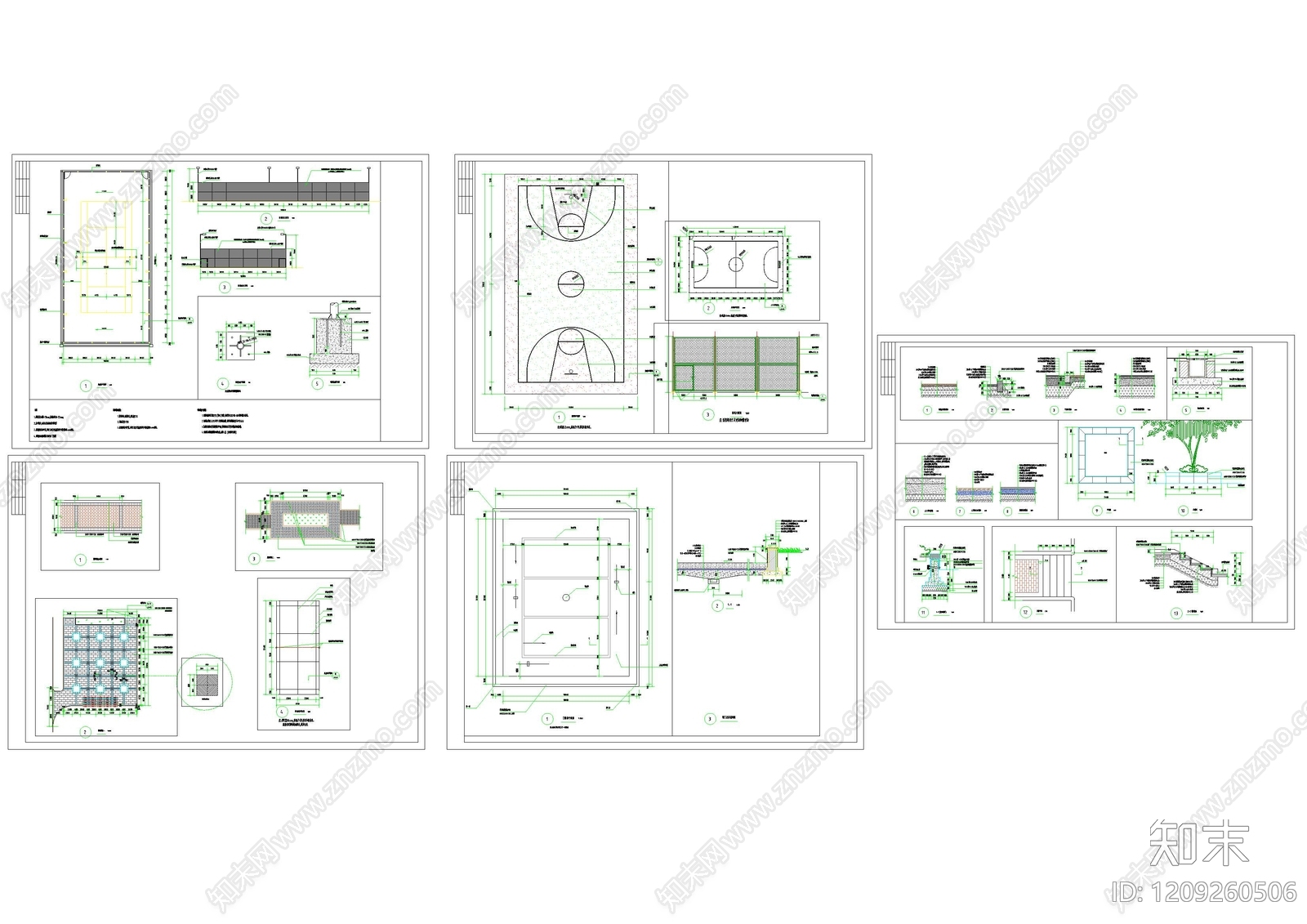 现代网球场施工图下载【ID:1209260506】