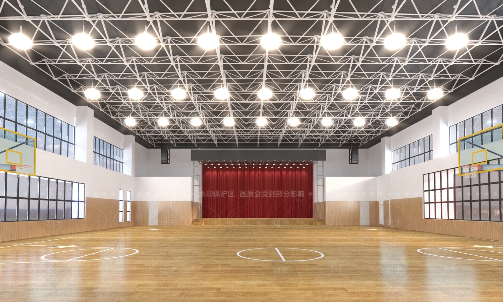 现代简约篮球场3D模型下载【ID:1209262698】