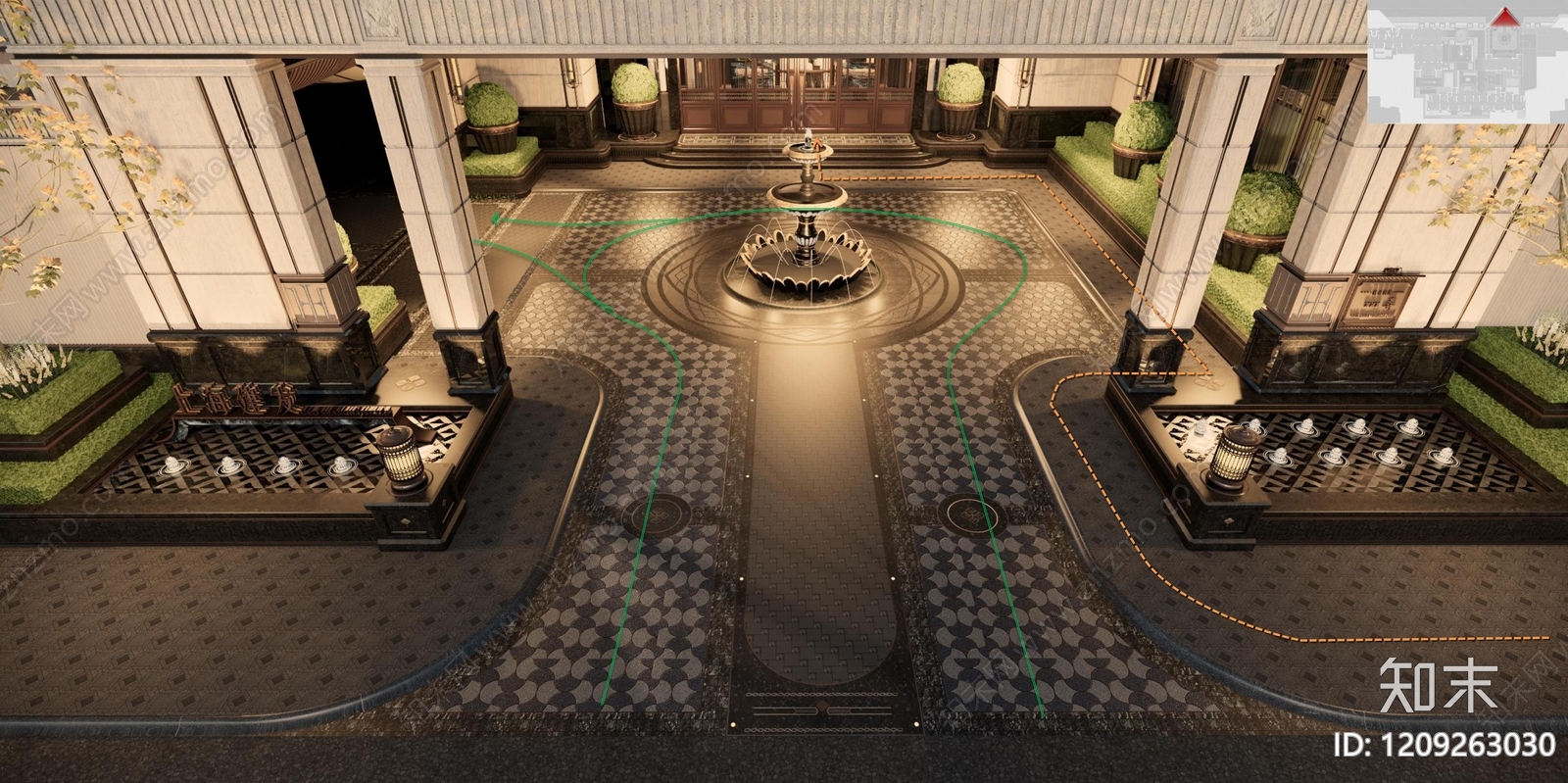 现代新中式示范区景观下载【ID:1209263030】