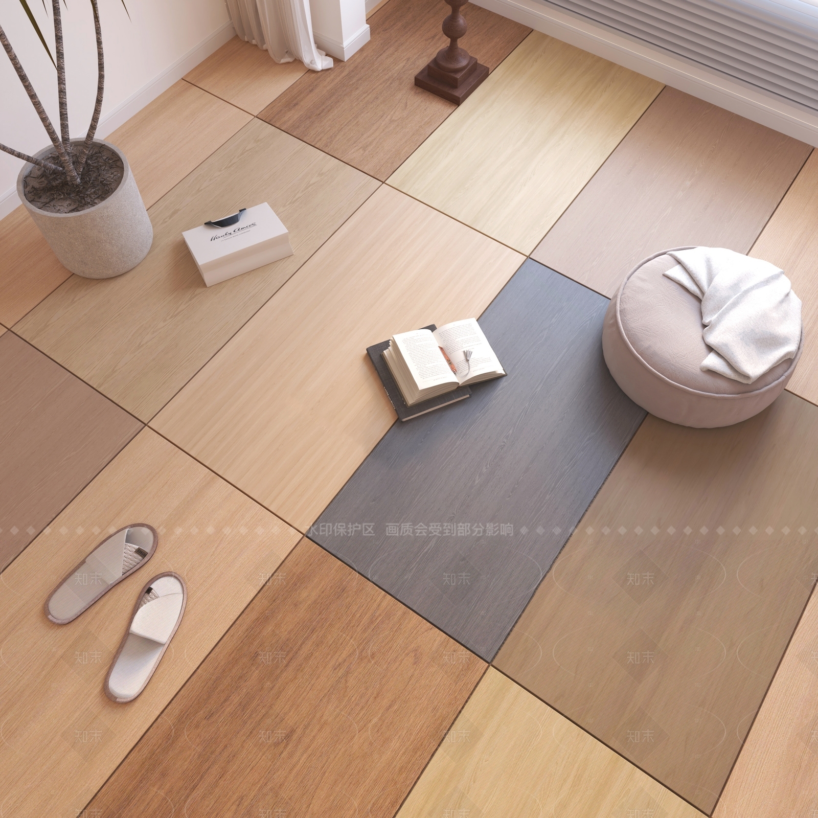 原木风瓷砖展厅3D模型下载【ID:1209263361】