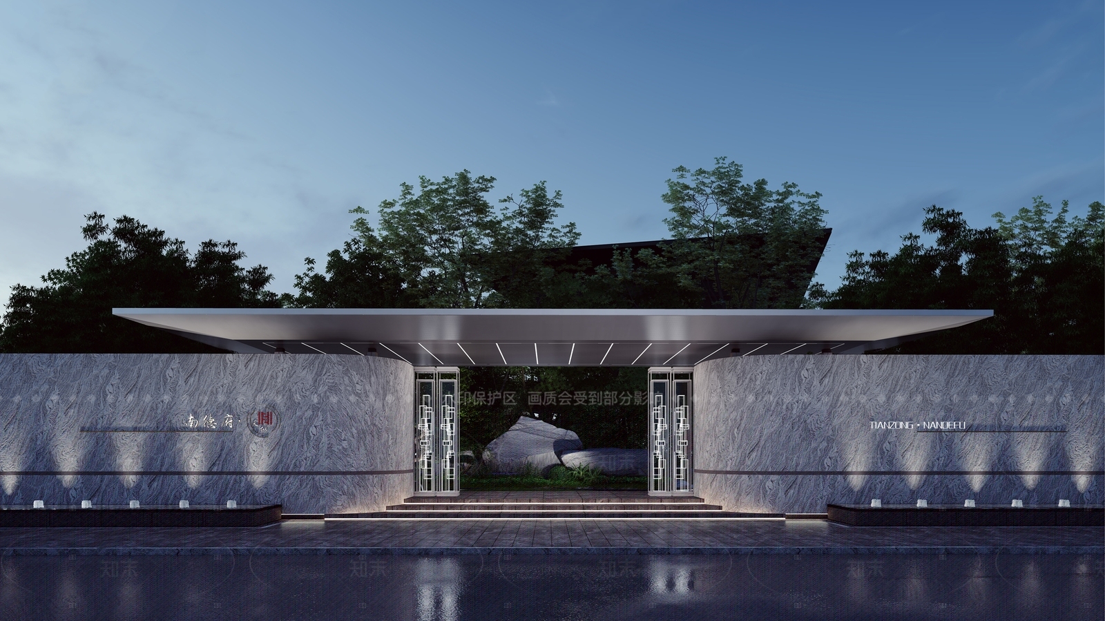 现代新中式住宅区景观SU模型下载【ID:1209264004】