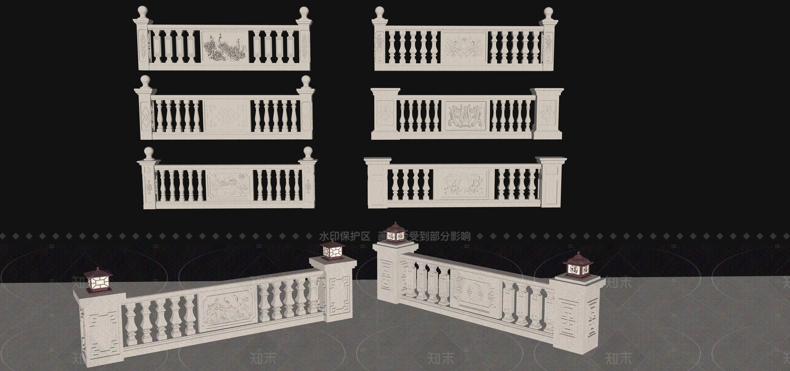 中式欧式围栏护栏SU模型下载【ID:1209264512】
