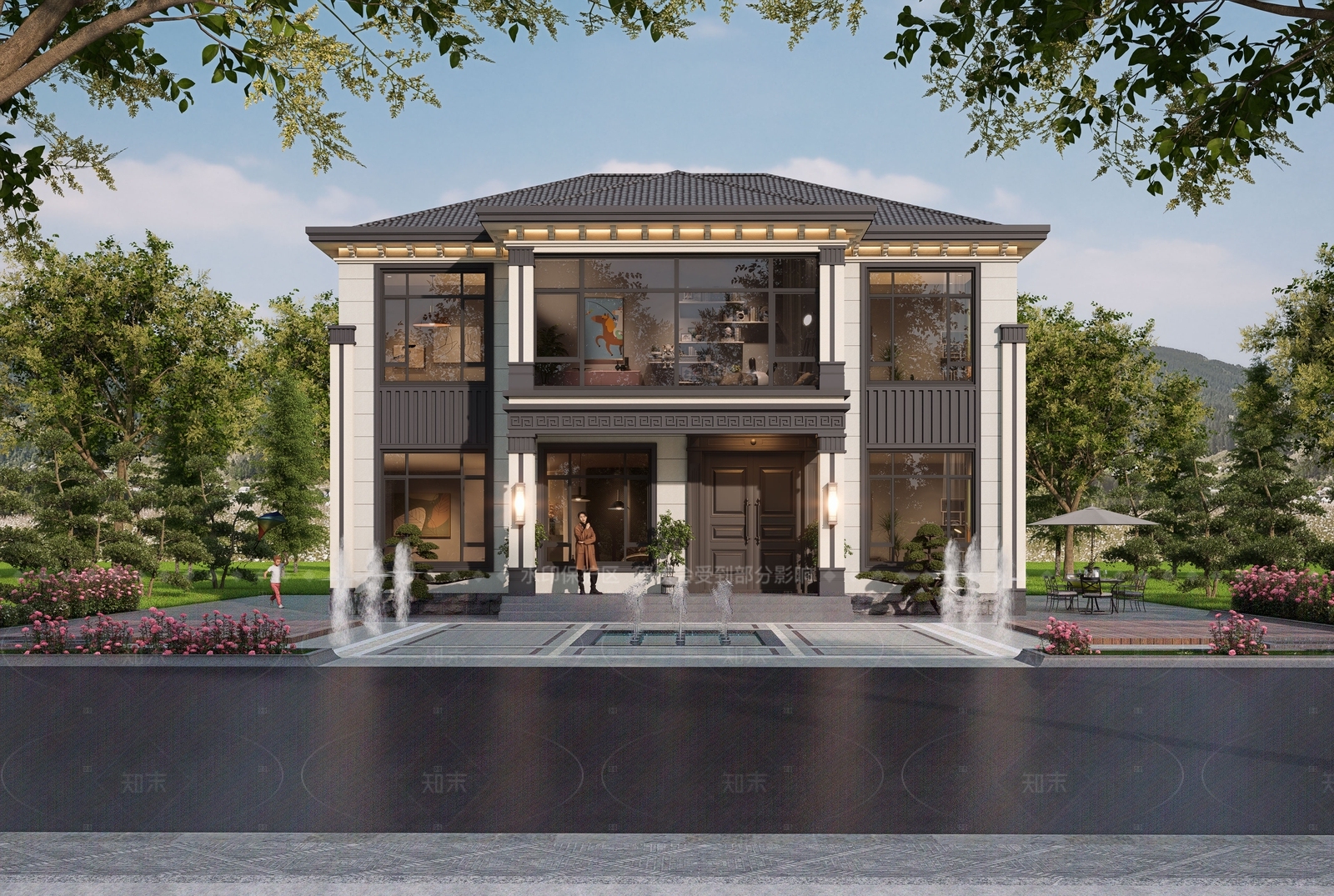 新中式简约乡村民房SU模型下载【ID:1209266806】